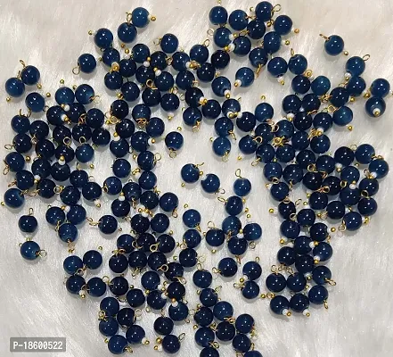 Beads  Crafts: Round Shape Glass Hanging Beads 6mm for Jewelry Making, Embroidery, Necklace, Earring, Bracelet, Dresses (Navy Blue, 200)-thumb0