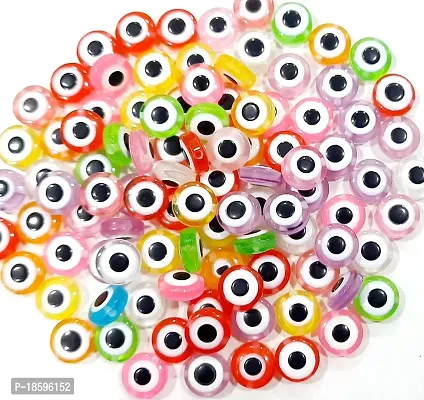 Beads  Crafts: Acrylic Round Eye Beads for Crafts, Embroidery, Jewellery Making 10mm x 4mm Multicolor (Pack of 100 Pcs)