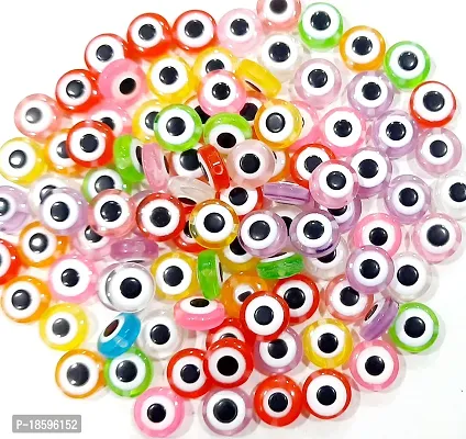 Beads  Crafts: Acrylic Round Eye Beads for Crafts, Embroidery, Jewellery Making 10mm x 4mm Multicolor (Pack of 100 Pcs)-thumb0