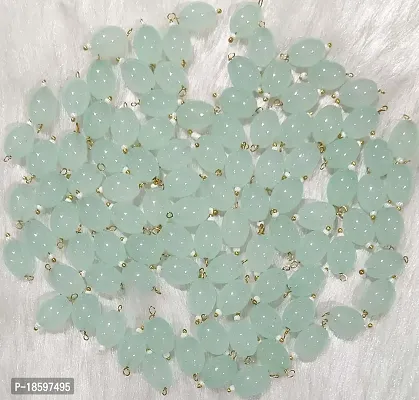 Beads  Crafts: Oval Shape Glass Hanging Beads 10mm for Jewelry Making, Necklace, Earring, Bracelet, Embroidery, Dress and DIY (Pack of 100 Pcs) (Mint Green)-thumb2