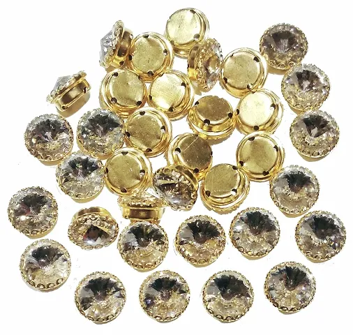 Beads & Crafts: Round Clip Stones Glass Crystal for Embroidery Work, Jewelry Making, Dress and DIY Craft 12mm