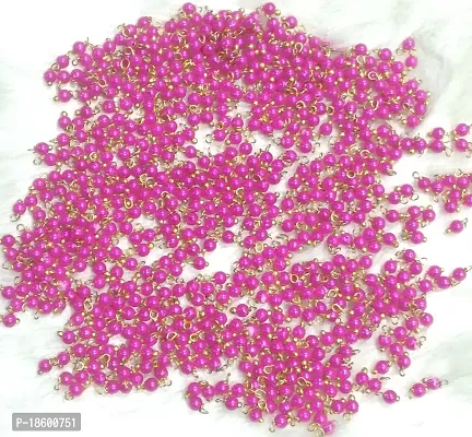 Beads  Crafts: Pearl Loreals 3mm for Jewellery Making, Earring, Necklace, Bracelet (Pack of 25 GMS/Approx. 400 Pcs) (Rani Pink)-thumb0