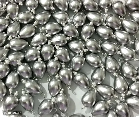 Beads  Crafts: Drop Shape Acrylic Hanging Beads 10mm for Jewelry Making, Necklace, Earring, Bracelet, Embroidery, (Pack of 100 GMS/Approx 230 Pcs) (Silver)