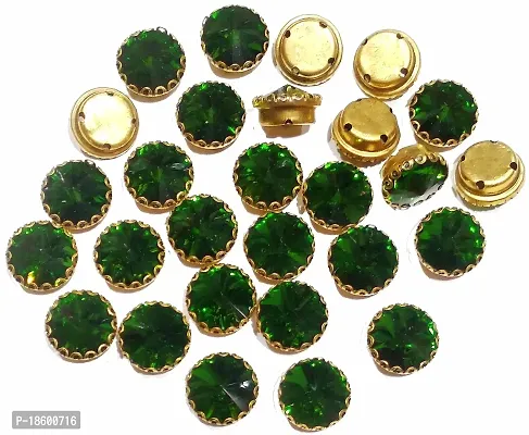 Beads  Crafts: Round Clip Stones for Embroidery Work, Jewelry Making, Dress and DIY Craft 12mm (Dark Green, 50)-thumb0