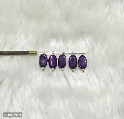 Beads  Crafts: Flat Oval Glass Hanging Beads Chocolate Beads 11mm x 8mm for Jewelry Making, Necklace, Earring, Bracelet, Embroidery, Dresses (Pack of 100 Pcs) (Dark Purple)-thumb0