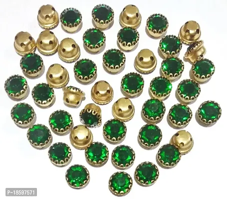 Beads  Crafts: Round Glass Clip Stones 8mm for Jewelry Making, Embroidery, Dress and DIY Craft (Pack of 100 Pcs) (Dark Green)-thumb0