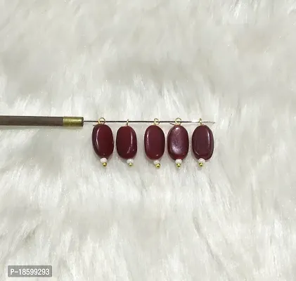 Beads  Crafts: Flat Oval Glass Hanging Beads Chocolate Beads 11mm x 8mm for Jewelry Making, Necklace, Earring, Bracelet, Embroidery, Dresses (Pack of 100 Pcs) (Maroon)