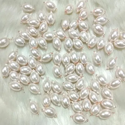 Beads & Crafts: Oval Shape Glass Hanging Beads 10mm for Jewellery Making, Necklace, Earring, Bracelet, Embroidery, Dresses (Pack of 100 Pcs)