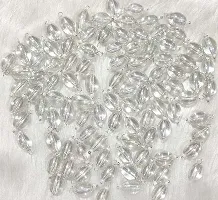 Beads  Crafts: Oval Shape Glass Hanging Beads 10mm for Jewellery Making/Necklace/Earring/Bracelet/Embroidery/Dress (Pack of 100 Pcs.) (Transparent)-thumb1
