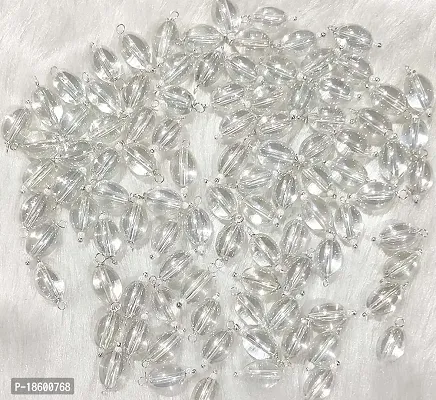 Beads  Crafts: Oval Shape Glass Hanging Beads 10mm for Jewellery Making/Necklace/Earring/Bracelet/Embroidery/Dress (Pack of 100 Pcs.) (Transparent)-thumb2