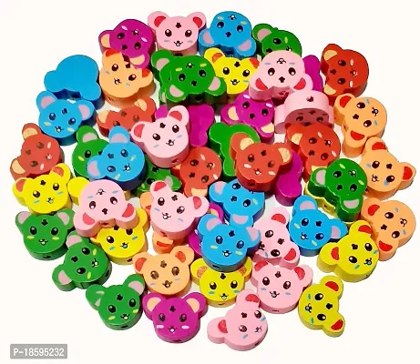 Beads  Crafts: Cat Face Shape Wooden Beads for Scrap Booking, Art and Craft, Decorations, DIY (Multicolor, 2cm) - (Pack of 50 GMS/Approx 60 Pcs)-thumb0