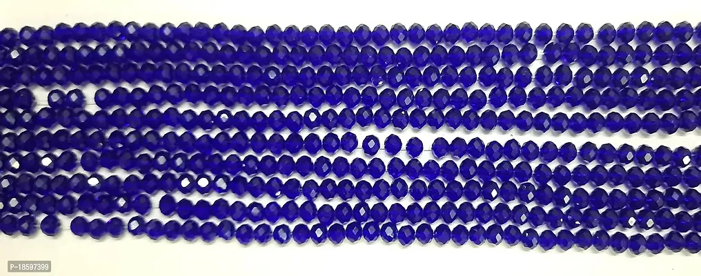 Beads  Crafts: 8mm Blue Transparent Glass Crystal Beads for Jewellery Making, Necklace, Beading (Pack of 5 Bead Lines / 70 Beads Per Line)-thumb0