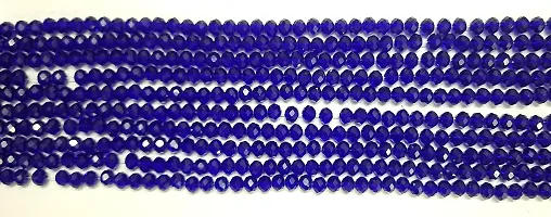 Beads & Crafts: 8mm Blue Transparent Glass Crystal Beads for Jewellery Making, Necklace, Beading (Pack of 5 Bead Lines / 70 Beads Per Line)