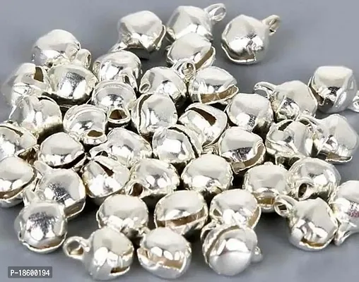 Beads  Crafts: Ghungroo Jingle Bell Metal Bell Charms Beads for Jewellery Making, Home Decoration, DIY Art and Craft 10mm (Pack of 100 GMS) (Silver)