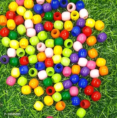 Beads  Crafts: Multicolor Round Hollow Plastic Beads for Beading, Jewelry Making 10mm (Pack of 100 GMS)
