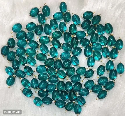 Beads  Crafts: Oval Shape Glass Hanging Beads 10mm for Jewellery Making/Necklace/Earring/Bracelet/Embroidery/Dress (Pack of 100 Pcs.) (Trans Rama Green)-thumb2