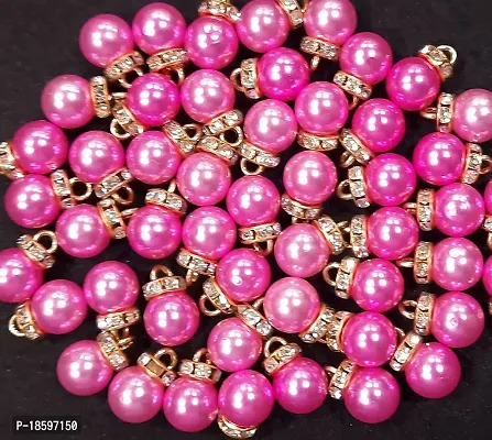 Beads  Crafts: Rani Pink Pearl Designer Hanging Beads 10mm for Earrings, Beading, Necklace, Jewelry Making, DIY Art  Craft (Pack of 50 pCS)-thumb0