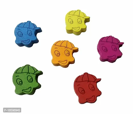Beads  Crafts: Smiley Face Shape Wooden Beads for Earring, Necklace, Decorations, Scrap Booking, DIY Art and Craft (Multicolor, 1.8cm x 1.8cm) - (Pack of 50 GMS/Approx. 88 Pieces)