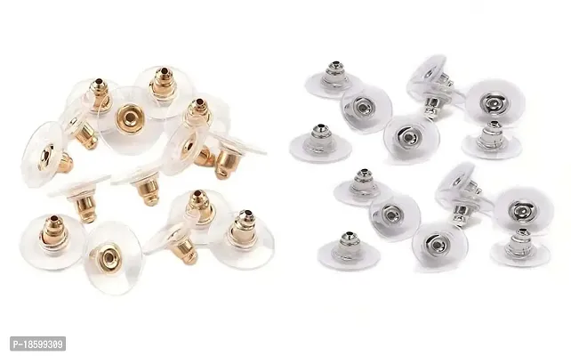 Beads  Crafts: Earring Backs Stopper Earnuts Stud Earring Rubber Back Supplies for Jewelry DIY Jewelry Findings Making Accessories Golden  Silver (Pack of 100 Pcs Each)