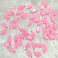 Beads  Crafts: Flat Oval Glass Hanging Beads Chocolate Beads 11mm x 8mm for Jewelry Making, Necklace, Earring, Bracelet, Embroidery, Dresses (Pack of 100 Pcs) (Lite Pink)-thumb1