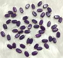 Beads  Crafts: Flat Oval Glass Hanging Beads Chocolate Beads 11mm x 8mm for Jewelry Making, Necklace, Earring, Bracelet, Embroidery, Dresses (Pack of 100 Pcs) (Dark Purple)-thumb1
