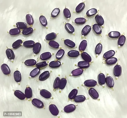 Beads  Crafts: Flat Oval Glass Hanging Beads Chocolate Beads 11mm x 8mm for Jewelry Making, Necklace, Earring, Bracelet, Embroidery, Dresses (Pack of 100 Pcs) (Dark Purple)-thumb2