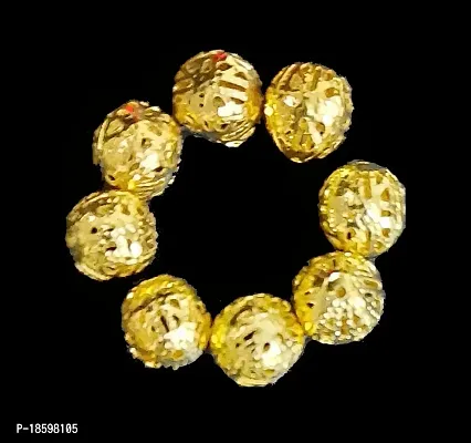 Beads  Crafts: Golden Hollow Round Filigree Ball Spacer Beads Jewelry Findings 10mm (Pack of 50 GMS)-thumb2