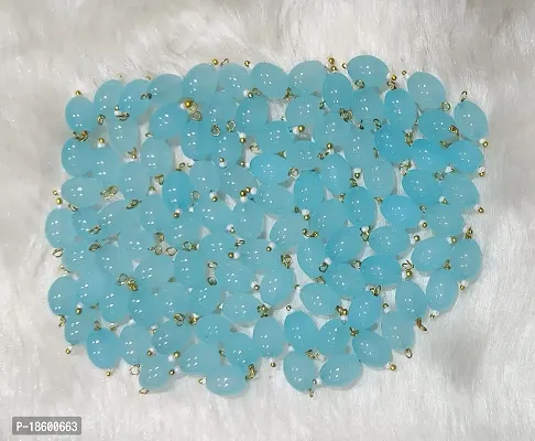 Beads  Crafts: Oval Shape Glass Hanging Beads 10mm for Jewellery Making/Necklace/Earring/Bracelet/Embroidery/Dress (Pack of 100 Pcs.) (Lite Sky Blue)-thumb2