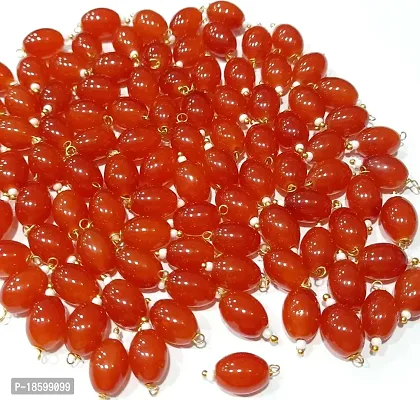 Beads  Crafts: Oval Shape Glass Hanging Beads 8mm for Jewelry Making, Necklace, Earring, Bracelet, Embroidery, Dress and DIY Kit (Pack of 100 Pcs.) (Rust)
