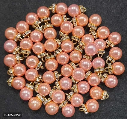 Beads  Crafts: Dark Peach Pearl Designer Hanging Beads 10mm for Earrings, Beading, Necklace, Jewelry Making, DIY Art  Craft (Pack of 50 Pcs), Glass