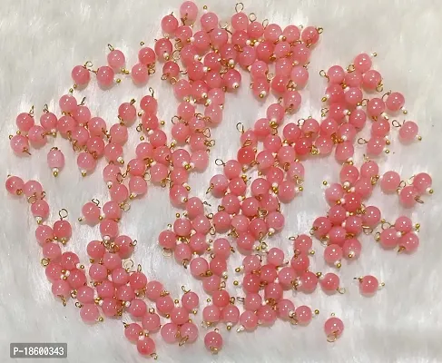 Beads  Crafts: Round Shape Glass Hanging Beads 6mm for Jewelry Making, Embroidery, Necklace, Earring, Bracelet, Dresses (Gajari Pink, 100)-thumb0