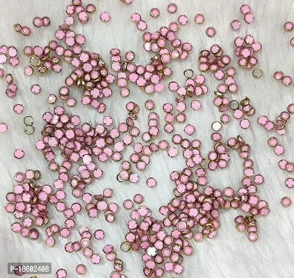 Beads  Crafts: Round Shape Kundans Stones Mat Finish (4mm) for Jewellery Making, Bangles, Embroidery Work, Cloth Work, Craft (50 GMS) (Lite Pink)