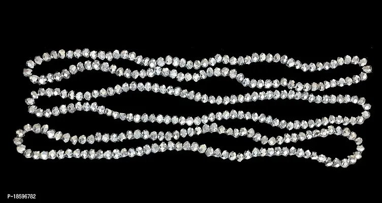 Beads  Crafts: Silver Finish Round Crystal Beads 6mm for Jewellery Making (Pack of 5 Bead Lines / 90 Beads Each Line)
