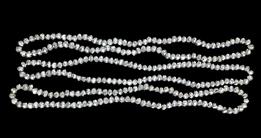 Beads & Crafts: Silver Finish Round Crystal Beads 6mm for Jewellery Making (Pack of 5 Bead Lines / 90 Beads Each Line)