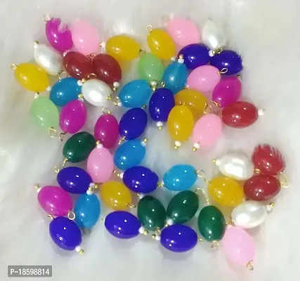 Beads  Crafts: Oval Shape Glass Hanging Beads 10mm for Jewelry Making, Necklace, Earring, Bracelet, Embroidery, Dresses (Pack of 100 Pcs) (Multicolor)