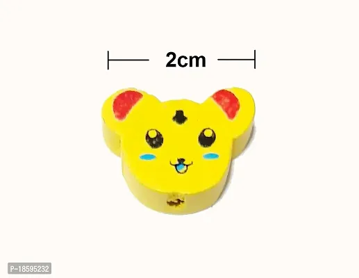 Beads  Crafts: Cat Face Shape Wooden Beads for Scrap Booking, Art and Craft, Decorations, DIY (Multicolor, 2cm) - (Pack of 50 GMS/Approx 60 Pcs)-thumb3