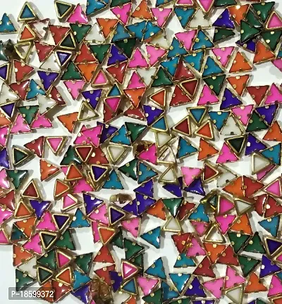 Beads  Crafts: Kundans Stones Multicolor for Jewellery Making, Bangles, Embroidery Work, Cloth Work, Craft 5mm (50, Triangle Shape)-thumb0