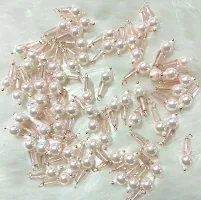 Beads  Crafts: 6mm Round Pearl Beads with Crystal Pencil for Jewellery Making, Necklace, Earring, Bracelet, Embroidery, Dress and DIY Kit (Pack of 50 GMS. / Approx. 100 Pcs) (Rose Gold)-thumb1