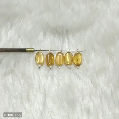 Beads  Crafts: Flat Oval Glass Hanging Beads Chocolate Beads 11mm x 8mm for Jewelry Making, Necklace, Earring, Bracelet, Embroidery, Dresses (Pack of 100 Pcs) (Gold)-thumb0