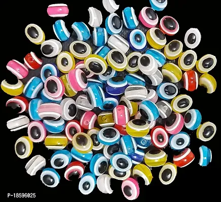Beads  Crafts: Oval Shape Glass Eye Beads for Jewellery Making, Necklace, Beading, Embroidery 10mm x 6mm Multicolor (Pack of 100 Pcs)