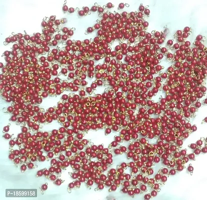 Beads  Crafts: Pearl Loreals 3mm for Jewellery Making, Earring, Necklace, Bracelet (Pack of 25 GMS/Approx. 400 Pcs) (Red)-thumb0