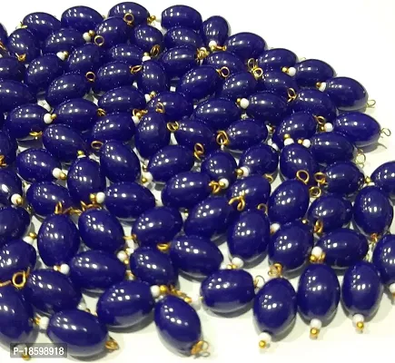 Beads  Crafts: Oval Shape Glass Hanging Beads 8mm for Jewelry Making, Necklace, Earring, Bracelet, Embroidery, Dress and DIY Kit (Pack of 100 Pcs.) (Ink Blue)
