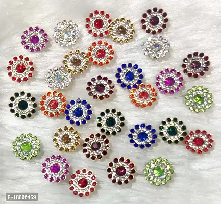 Beads  Crafts: 14mm Multicolor Stone Flower for Embroidery, Clothes, Blouse, Saree, Dress Decoration (Pack of Approx (125)