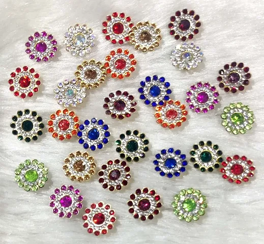Beads & Crafts: 14mm Multicolor Stone Flower for Embroidery, Clothes, Blouse, Saree, Dress Decoration (Pack of Approx
