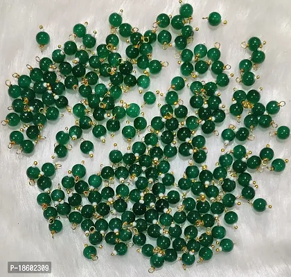 Beads  Crafts: Round Shape Glass Hanging Beads 6mm for Jewelry Making, Embroidery, Necklace, Earring, Bracelet, Dresses (Green, 100)-thumb0