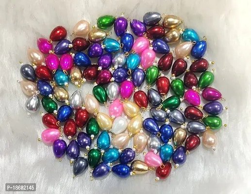 Beads  Crafts: Multicolor Drop Shape Acrylic Hanging Beads 10mm for Jewelry Making, Necklace, Earring, Bracelet, Embroidery (Pack of 100 Pcs)-thumb2