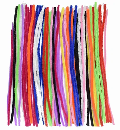 Beads & Crafts: Craft Pipe Cleaner for Hobby Crafts, Scrapbooking, DIY Accessory, Synthetic Pipe Cleaners Multicolor 12"" (Pack of 100 Pcs)
