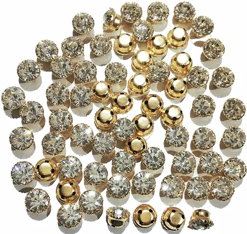 Beads & Crafts: Round Glass Clip Stones 8mm for Jewelry Making, Embroidery, Dress and DIY Craft (Pack of 100 Pcs)
