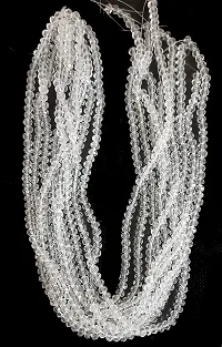 Beads  Crafts: 6mm White Transparent Glass Crystal Beads for Jewellery Making (Pack of 5 Bead Lines / 93 Beads Each Line)-thumb1