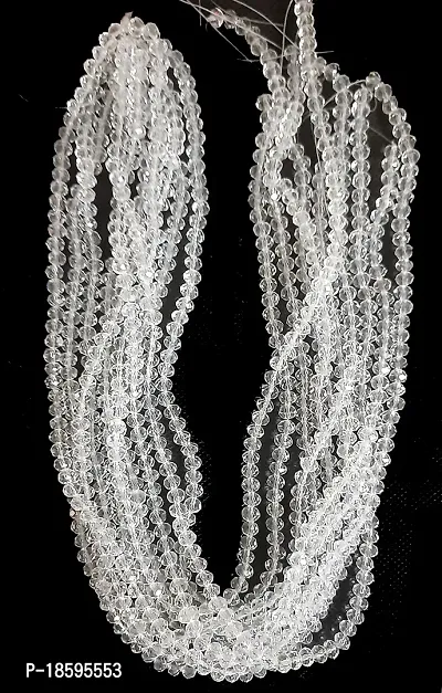 Beads  Crafts: 6mm White Transparent Glass Crystal Beads for Jewellery Making (Pack of 5 Bead Lines / 93 Beads Each Line)-thumb2